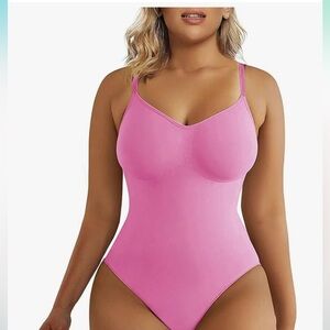 New Shaperx Women’s Shapewear Thong Bodysuit pink size large